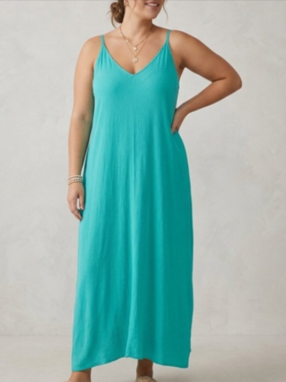 Lovestitch Turquoise Crinkle Maxi Dress M/L Boho Resortwear Beachy Aqua Teal